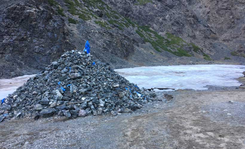 Pile of rocks with blue ribbons called ovoo