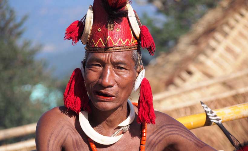 Tribal elder in costume for Hornbill Festival