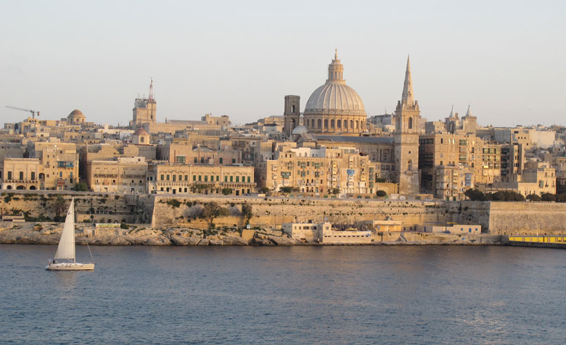 Sailing past Valletta Harbour